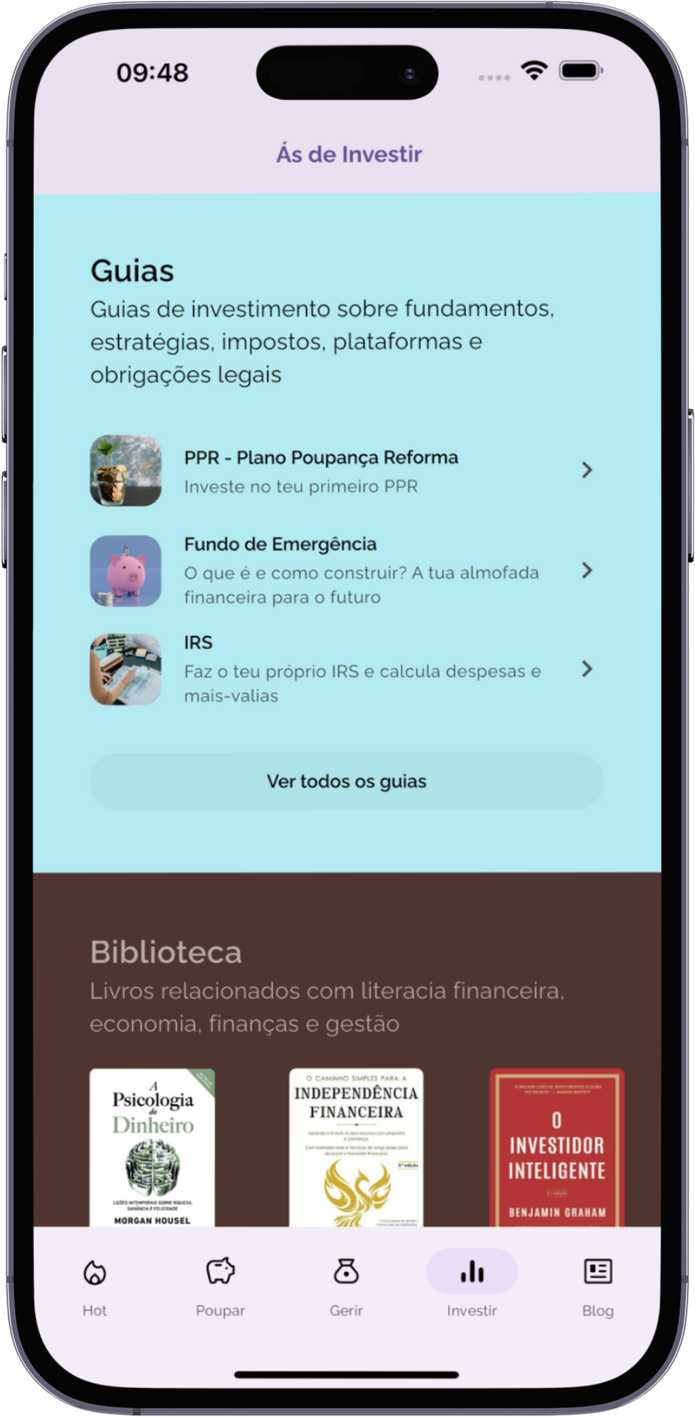 Investment guides feature